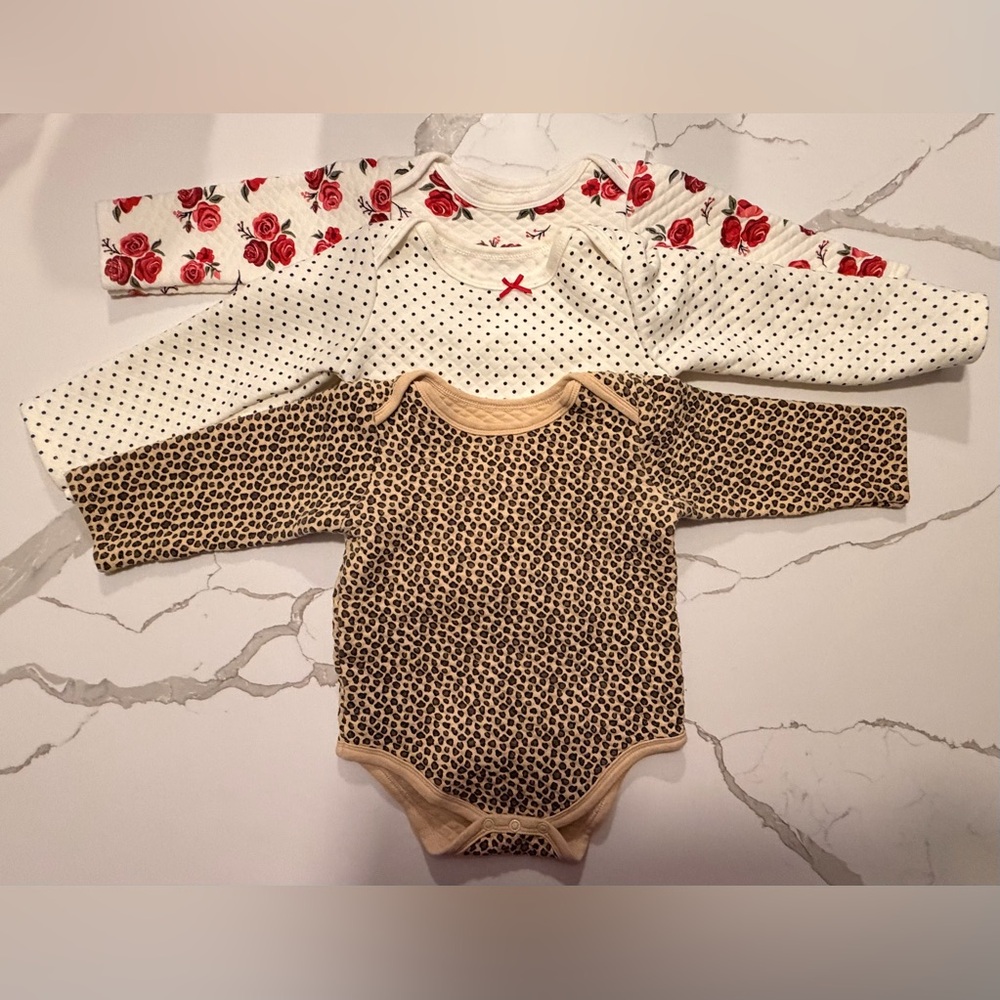 3 Warm 24m quilted body suits.